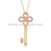 Dubai hot sale personality design plated gold key necklace